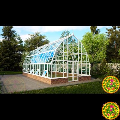 Базовая комплектация теплицы из стекла и алюминия “Леонардо XL” размером 5000 х 10000 мм