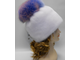 Шапка женская, норковая зимняя Конфетка лилия натуральный мех с помпоном , белый арт. Ц-0216