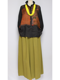 Рубашка Бохо "КРАПИВА КОМБИНИРОВАННАЯ" черная р.44-52