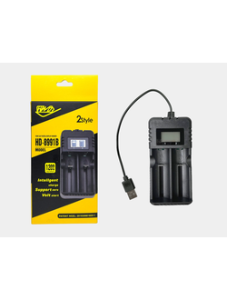 Универсальное зарядное устройство с дисплеем #HD-8991B для 2 аккумуляторов (на дисплее 4-х уровневая индикация процесса зарядки - 25%, 50%, 75%, 100%)