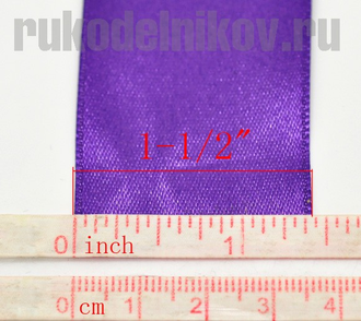 атласная лента, ширина-40,7 мм, цвет-фиолетовый, отрезок-1 метр
