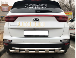 Защита заднего бампера двойная с перемычками d60/42 для Kia Sportage (2018-2021)