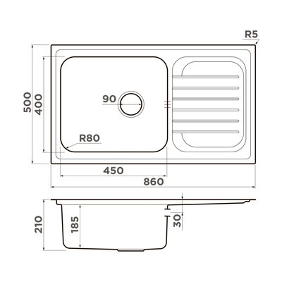 Мойка OMOIKIRI HARUNA 86 IN