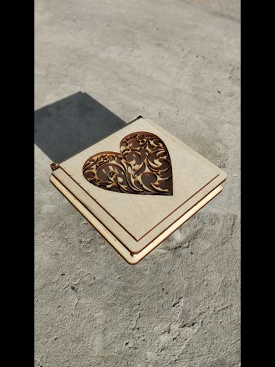 Шкатулка под кольца 100х100х12 мм, фанера