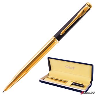 Ручка подарочная шариковая GALANT «ARROW GOLD», корпус черный/золотистый, детали золотистые, узел 0,7 мм, синяя. 143523