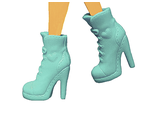 Бледно-голубые ботинки на высоком каблуке с сердечками. (1130)