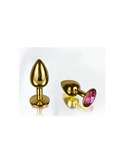 8038 Плуг анальный со стразом, золото,d 2,7 мм