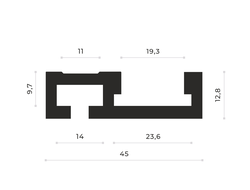 T-TRACK  с двумя пазами 19.3 мм + линейка  40 см.