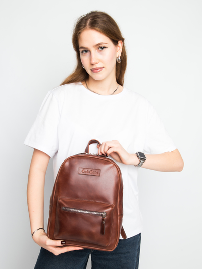 Женский кожаный рюкзак Anzolla cognac (арт. 3040-03)