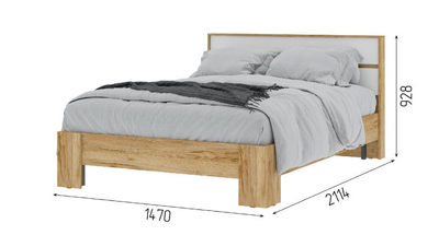 Спальня ХЕЛЕН - Кровать КР 02 Дуб Крафт золотой/Белый шагрень