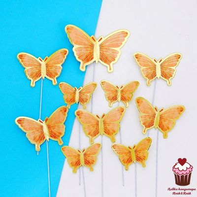 Набор для украшения торта «Бабочки» 10 шт., цвет персиковый