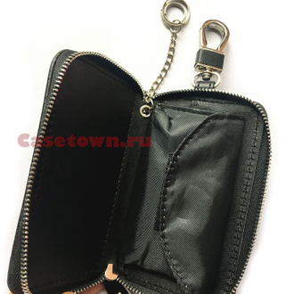 Чёрная экранирующая ключница из натуральной кожи