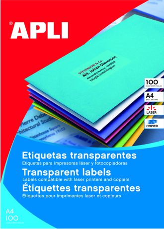 Этикетки А4 полиэстерные APLI 01223, прозрачные, 48.5х25.4мм, 44шт/л, 20л