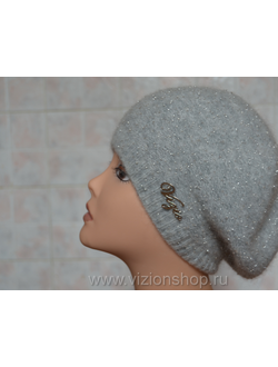 Берет Италия Визио Vizio 5892 ВО серый с бисером однослойный