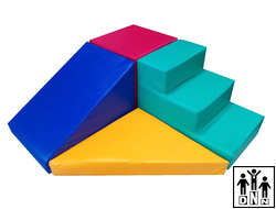 Мягкий модульный Спортивный комплекс «Островок» красный / синий / голубой / желтый