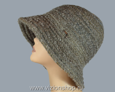 Бежевая женская шляпа с полями вязаная Италия Vizio 6484