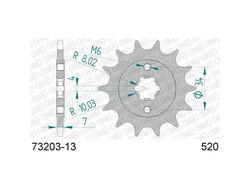 73203-13 Звездочка цепи 520 AFAM 73203-13