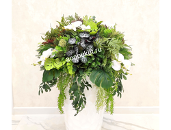 Роскошная Композиция из искусственных растений, зелени и цветов орхидеи № НП024/Купить в Москве