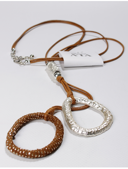 Подвеска "Капля и кольцо"коричневая