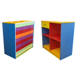 Тучков шоп. Торговое оборудование. Ресепшн. Стойка-ресепшен Детская разноцветная с полками