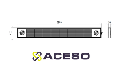 Визуально-акустическое табло 3280 x 400мм, подключена акустическая система 2х10 Вт ПДУ, датчик температуры.