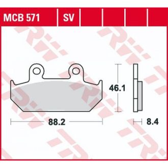 Тормозные колодки передние TRW MCB571SV для Honda (Sinter Street SV) 45105-MR1-671, 45105-MM5-007, 45105-MM5-017