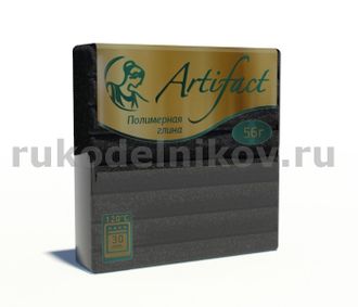 полимерная глина "Артефакт", цвет-черный с блестками, брус 56 гр.