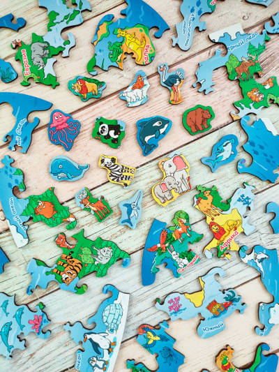 Фигурный пазл MAXI "Карта мира. Животные"