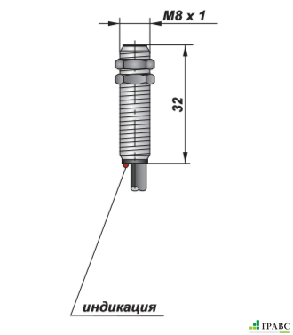 Индуктивный датчик цилиндрический с резьбой И83-NC-PNP (М8х1)