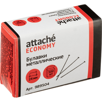 Булавки офисные Attache Economy, 24 мм, 500 шт (серебристый)