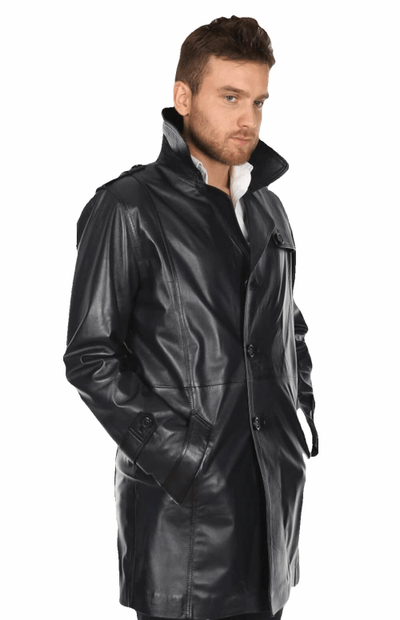кожаный плащ мужской, кожаный плащ, мужское кожаное пальто, кожаное пальто