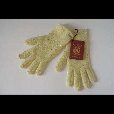 Желтые вязаные перчатки с пайетками Vizio Италия 1042 GG