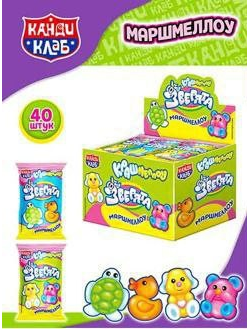 Маршмеллоу "Крашмеллоу Зверята" 10г*40шт*12 блоков
