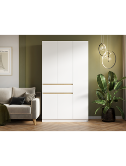 Мадера Шкаф М1200.3 Белый/Вставка Дуб крафт золотой