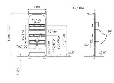 VitrA Рама металлическая самонесущая для писсуаров, 880-3800