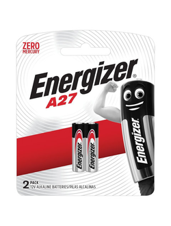 Батарейки ENERGIZER, A27 (27А), алкалиновые, для сигнализаций, КОМПЛЕКТ 2 шт., в блистере, 639333