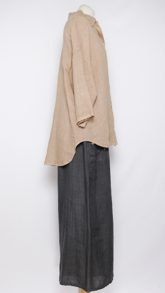 Рубашка лён "ПРЯМАЯ ДЛИННАЯ"  фуксия, песочная, серая  р.46-50