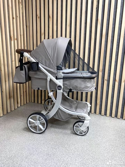 Детская коляска 3 в 1 Farfello Aimile Original Космический Латте Экокожа