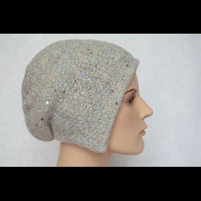 Шапка капор вязаная женская с пайетками Vizio 6444 Италия белая