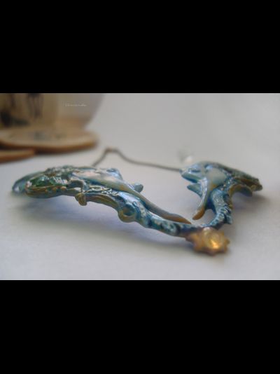 Коллекционное украшение из фарфора - колье с лебедями "Музыка солнечной птицы"