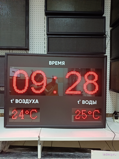 Табло с температурой воздуха и воды 730*1010мм (красный)