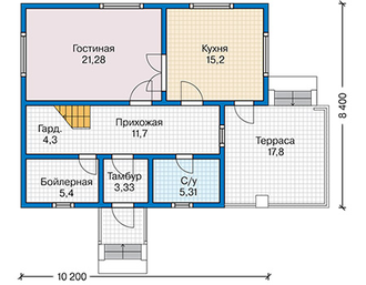 Каркасный дом, 1 этаж + мансарда, общая площадь: 171,36 кв.м + терраса 20 кв.м