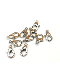 Карабины для бижутерии, темное серебро 12 мм