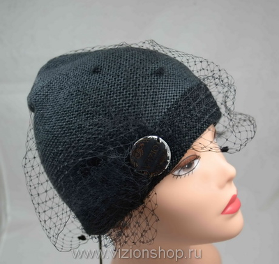 Шапка с вуалью Италия vizio 4908 темно-серая