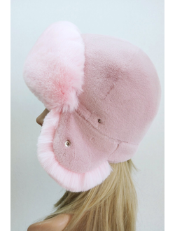 Ушанка "Нон-стоп" цвет розовый + розовый