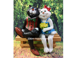 КОТЫ парочка на лавочке 30*35*17см   1,9кг  полистоун Россия 2768/012223
