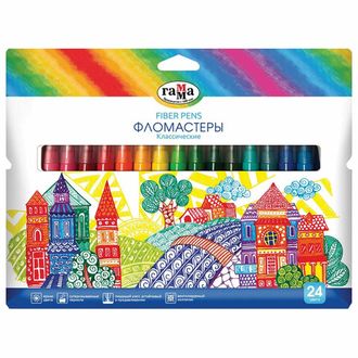 Фломастеры ГАММА "Классические", 24 цвета, вентилируемый колпачок, картонная упаковка, 180319_13, 3 набора