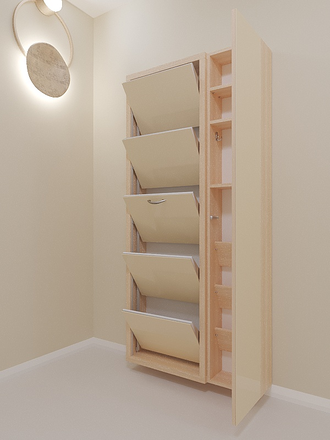 Обувница Айрон-5 Дуэт (фасад стекло капучино)