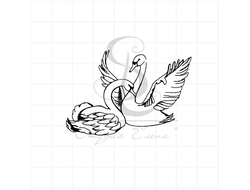 Штамп для скрапбукинга пара белых лебедей