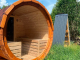 Круглая баня бочка с плоским панорамным окном